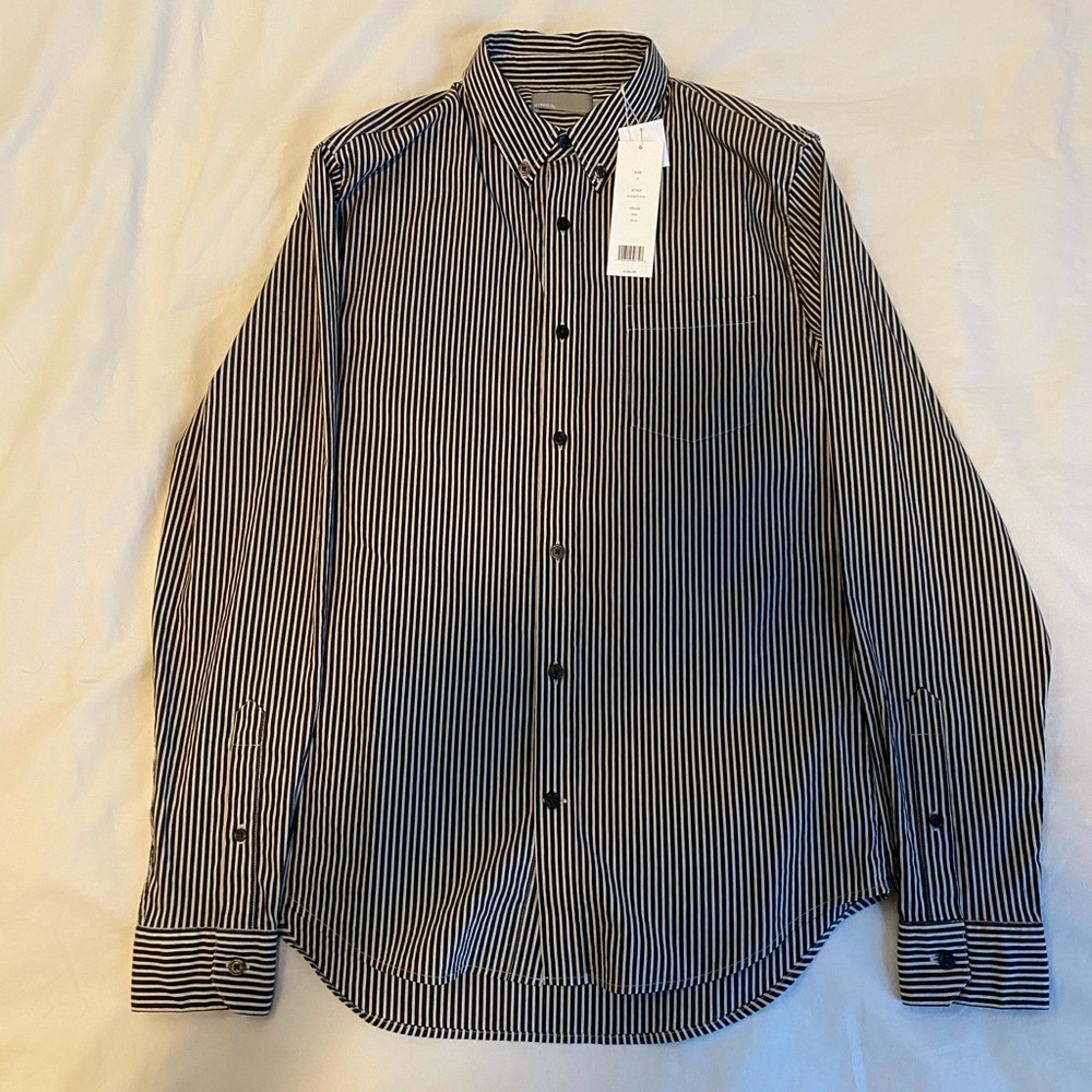 Black/White Striped Button-Down Shirt by Vince